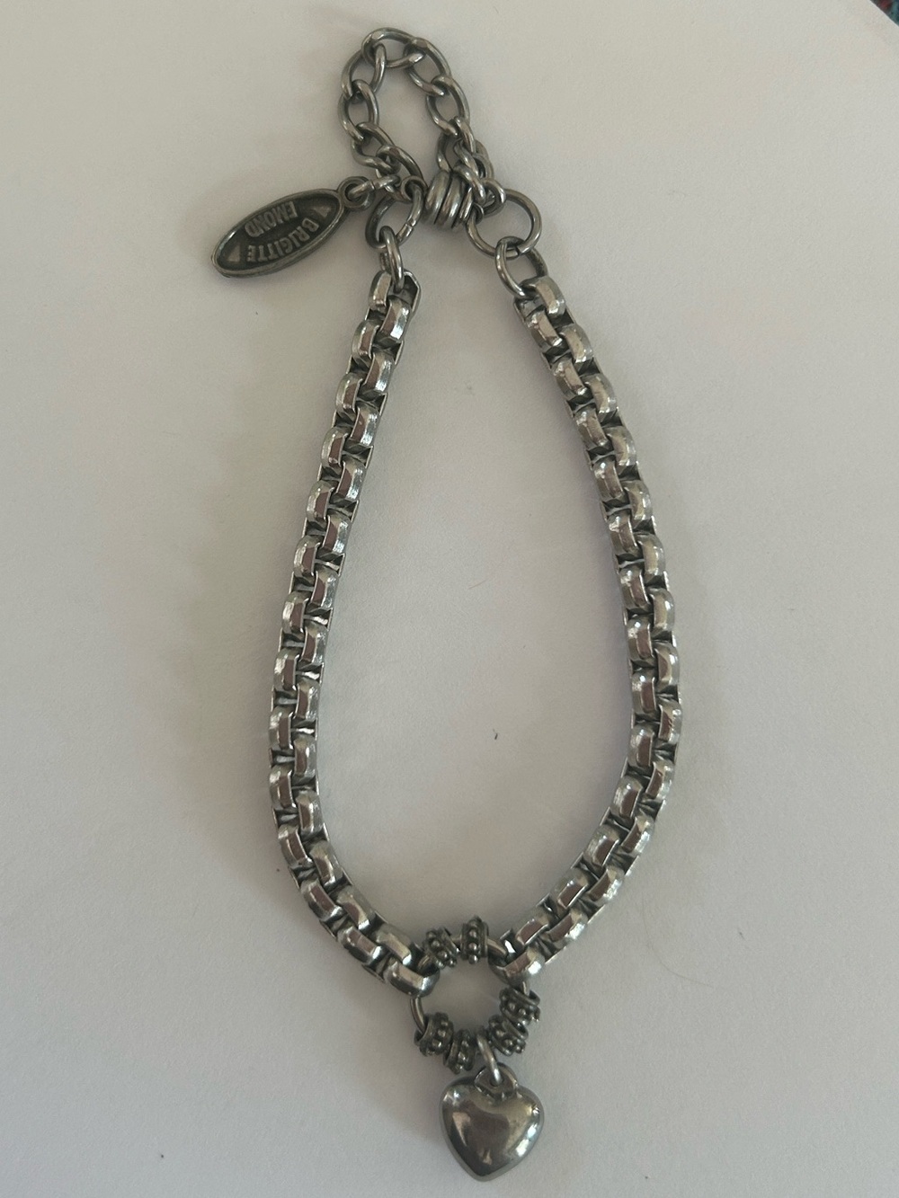 Silver Heart Charm Link Bracelet Brigitte Canadian Emond Y2K Vintage